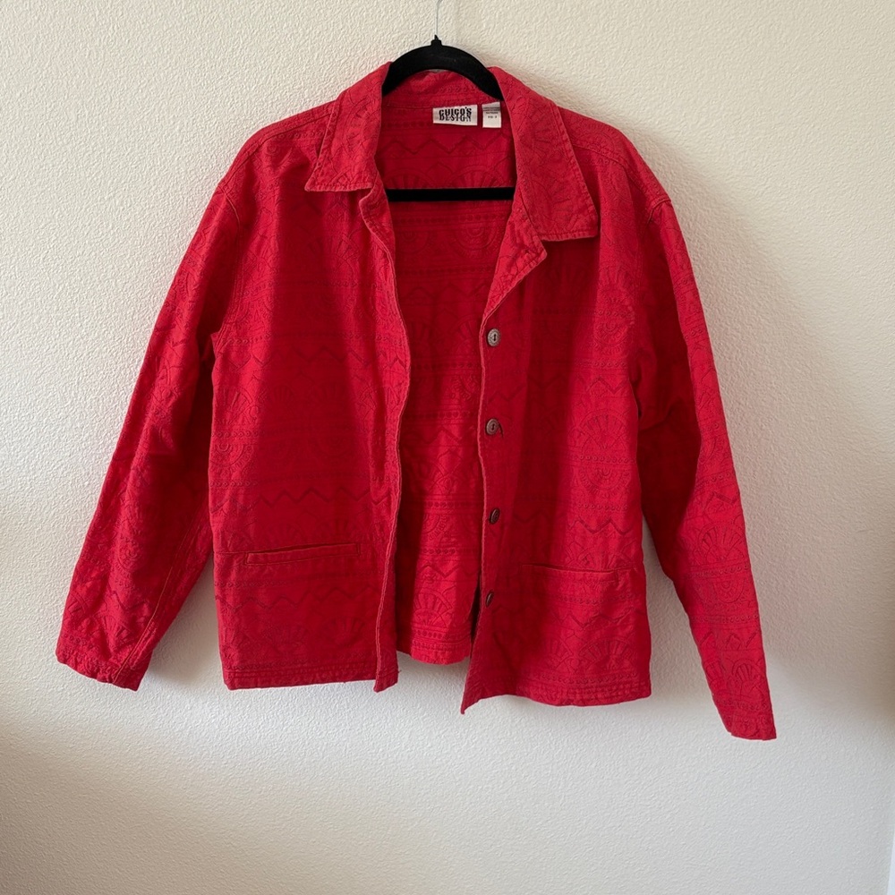 Chicos Denim Button-Up Jacket embroidered
